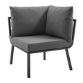 Modway Furniture Riverside Outdoor Patio Aluminum Corner Chair - Gray & Charcoal EEI-3569-SLA-CHA